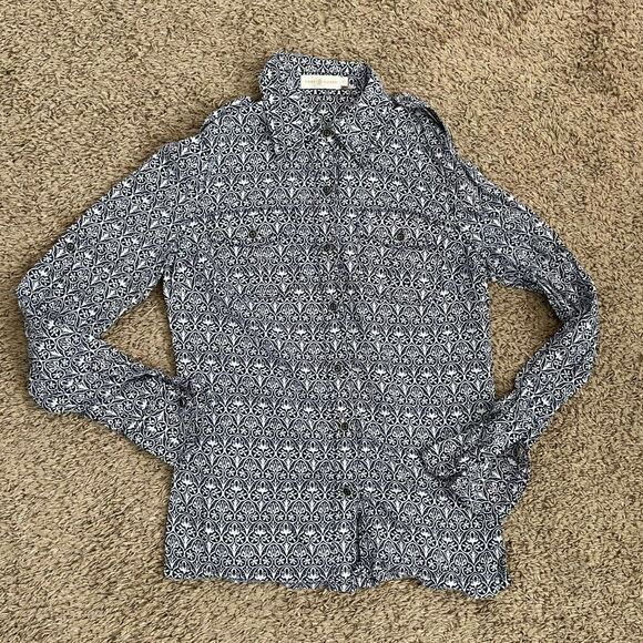 Tory Burch Lightweight Long Sleeve Button Down Shirt Size 2 - Picture 1 of 4